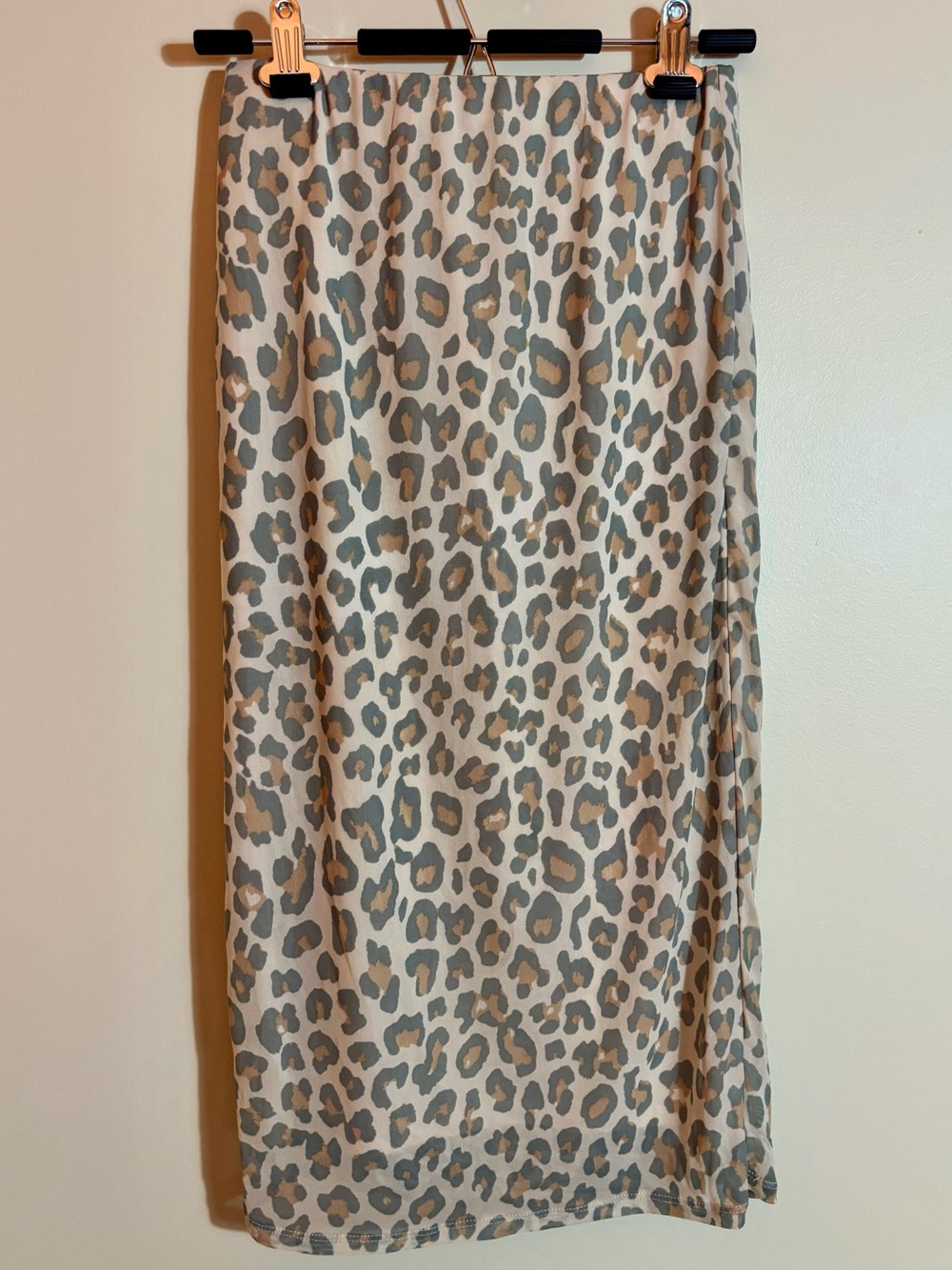 AFRM Leopard Animal Print Stretch Mesh Midi Skirt size Small